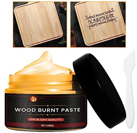 Anloximt Pasta para Quemar Madera - Crema para Quemar Madera - Líquido para Quemar Madera - Gel para Quemar Madera De 4 OZ con Espátula De Silicona | Uso En Madera, Cartulina, Lienzo Y Tela Vaquera
