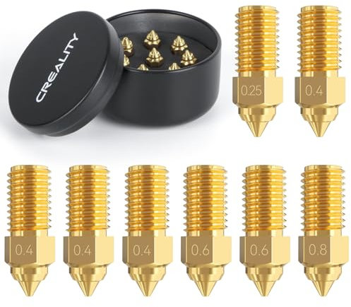 Creality Offizielle Ender 3 V3 SE Düsen 0.25mm 0.4mm 0.6mm 0.8mm 8PCS Hochgeschwindigkeits Messing Düsen 3D Drucker Zubehör M6 Düse Für Ender 3V3 SE und Ender 5 S1, Ender 7 3D Drucker