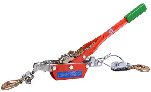 LNJZMDSS Puleggia A Cricchetto, Puleggia per Argano Manuale con 2 Cricchetti, Argano Manuale, Coperchio di Sollevamento, Fune Metallica,1t