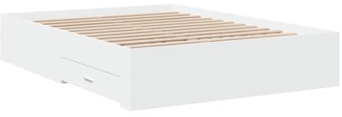 vidaXL Cama con Cajones, Somier Doble de Invitados, Estructura de Cama, Mueble para Dormitorio, Madera de Ingeniería Blanco 120x190 cm