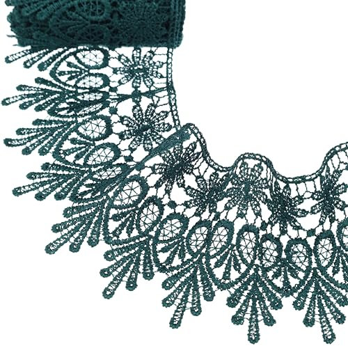 GXTIZAS Grüner Spitzenbordüre, 4,5 m breit, venezianisches Spitzenband, bestickter Rand, zum Nähen, Basteln, Kissenbezug