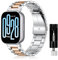 SeNool Correa para Xiaomi Redmi Watch 5 Active/Lite - Pulsera de Repuesto de Acero Inoxidable, Metal Banda para Redmi Watch 5 - Plata/Oro Rosa