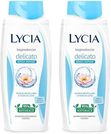 Lycia - Bagnoschiuma Delicato, Con Acqua Micellare e Fiori di Loto, Profumo Fiorito, 750ml (Confezione da 2)