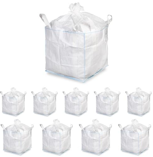 Hypafol Big Bag 10er Pack Schwerlastsäcke mit Schürze & Kordel 90x90x90 cm, 1000 kg Traglast, 10 Stück
