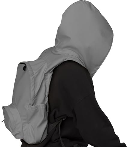 Xclusive Line by MORIKUKKO REFLECT Rucksack Grau mit Kapuze, Rucksack für Erwachsene und Teenager 10,5l ideal für Reisen, Schule oder Arbeit, Backpack mit Laptopfach