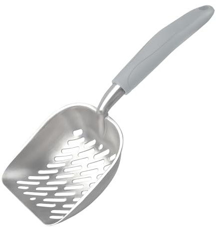 BLMHTWO Katzenklo Schaufel,Schaufel für Katzentoilette mit Langem Stiel Haltbarkeit Aluminium Katzenstreuschaufel GroßE Apertur Katzenstreu Schaufel für Katzen, Kaninchen (Grau)