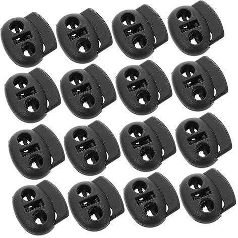 DIYEAH 200pcs Spring Drawstrings Cord Locks for Luggage Clothing Plastic Toggle Fastener Double Hole for Diy Projects