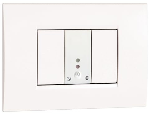 VEMER VE798200 Mini Time – Interruptor horario digital Bluetooth empotrable 1 módulo, temporizador con programación horaria y astronómica vía App para luces, puertas, persianas, color blanco