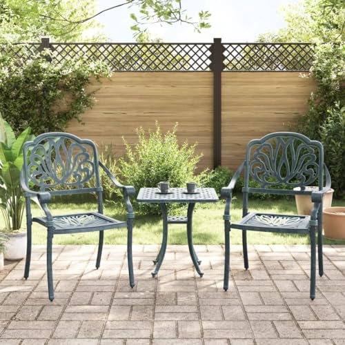 HaoChrymec Gartenstühle 2 STK. mit Aluminium-Druckguss, Komfortable Armlehnen, Relaxsessel Garten, Balkon Stuhl, Garten Möbel Set, Grün, 65 x 63 x 91 cm
