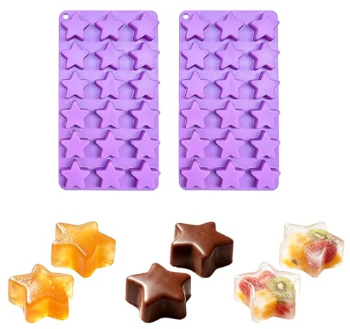 SEABABOO 2 Stk Silikonform Stern 36 Kavitäten 2,3x2,1 cm Stern Pralineform | Schokoladenform Silikon Backform für Schokolade Eiswürfel Kekse Bonbons Gelee Kuchen Dekoration Lila