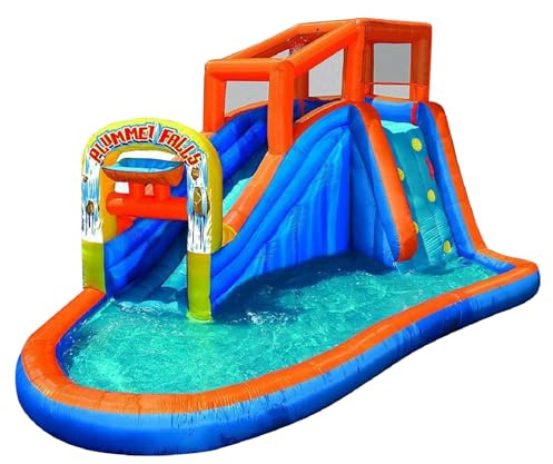 Banzai Plummet Falls Inflatable Park - Waterslide & Wall - Ages 4-12