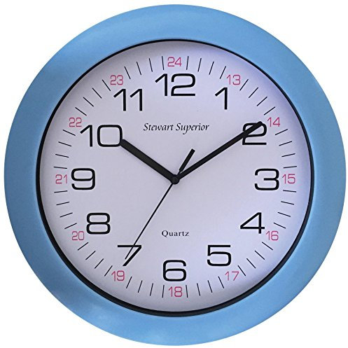 SECO Quartz Wall Clock 30cm Round plastic clock with blue surround