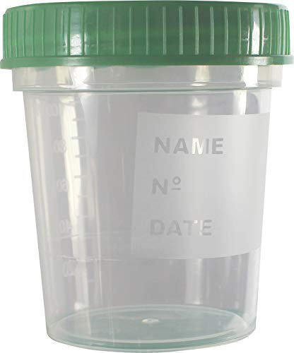 4 X 100 Pièces Urinoir 125 ML + Couvercle à Visser en Vert Gobelet pour Analyse D' Urine Gobelets en Plastique de Medi-Inn