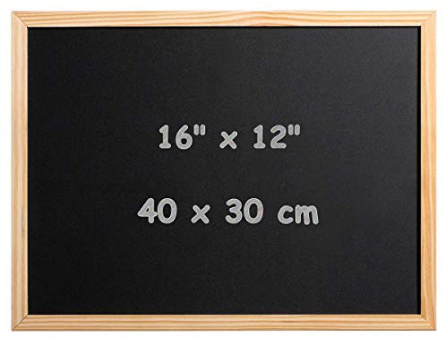 DOEWORKS Kreidetafel A3 40 x 30cm, Kleine Tafel zum Aufhängen für Küche Schule Büro, Kreidetafel mit Holzrahmen
