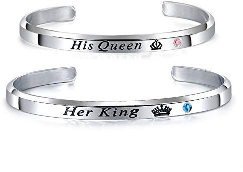 OIDEA Paar Armband Panzerkette Edelstahl: Partner Armkette Pärchen Armbänder mit Gravur Armreif Geschenk für Verliebte Damen Herren Paare Armreif Her King/His Queen