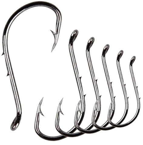 Sharp Octopus Baitholder Hooks, 100 pcs High Carbon Steel Barb Sea Fishing Hooks with 2 Bait holder Barbs Fishing Accessories for Freshwater Saltwater - Size: 8#-6/0