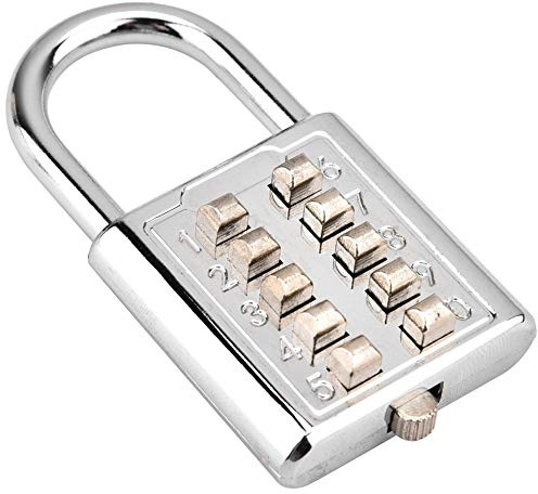 BTIHCEUOT Passwort-Vorhängeschloss, Druckknopf aus Zinklegierung 10-stelliges Zahlencode-Schloss für Blinde