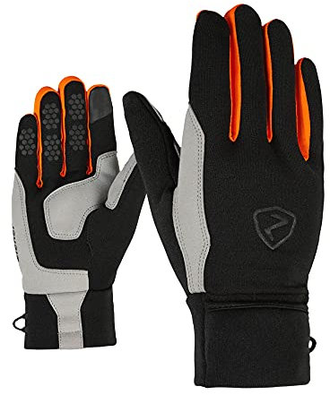 Ziener Herren GAZAL Touch Ski-Tour/Outdoor/Bergsport Handschuhe | Winddicht, atmungsaktiv Polartec, Black.New orange, 10,5