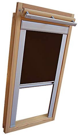 Verdunkelungsrollo Rollo für VELUX Dachfenster TYP GGL/GPL/GGU/GPU - SK06 - Farbe dunkelbraun - mit Aluminium Seitenschienen - KLICK Montage