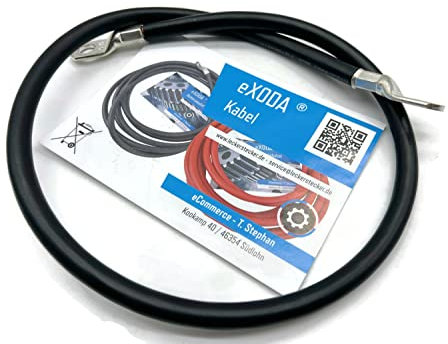 eXODA kit de câbles de batterie 35 mm² 75cm avec cosses M10 noir flexible adapté pour voiture moto etc en 99 pour cent cuivre haute qualité matérielle et finition
