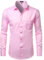 PARKLEES Camicia da uomo slim fit, formale, a maniche lunghe, casual, per feste di lavoro, con tasca sul petto, rosa, S