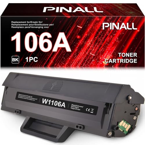 PINALL 106A Toner Kompatible für HP 106A Toner W1106A Schwarz für Laser 107w MFP 135wg 137fwg 135w 137fnw 135a 107a 107r 135r Druckerpatrone (Schwarz,1er-Pack)