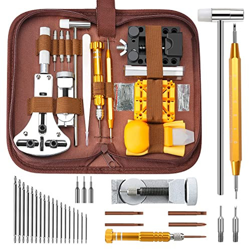 SOONAN 149 Pezzi Kit Riparazione Orologi, Set di Attrezzi per Aste a Molla Professionale per Orologio Riparazione Cinturino Orologio,Sostituisci Batteria Orologio e Apri Custodia Orologio