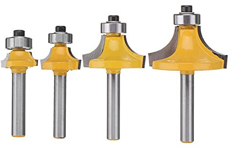 SUOFEILAIMU-PHONE CASE Métal 4pcs routeur bit 1 / 4inch Tige de Tige Rond sur Bordure Fraise de fraisage pour Outils de Travail sur Bois