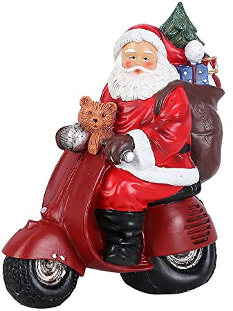 HYFAN Kleine Weihnachtsfigur mit Weihnachtsmann-Motorrad-Statue, mit einer vollen Tasche, Geschenke, handbemalte Harz-Figur, Tischregal, Skulptur, Dekoration (Motorrad)