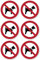 Mitführen von Hunden verboten, Verbotszeichen: P021 - DIN EN ISO 7010 / ASR A1.3 - Aufkleber: Ø 5 cm, 6 Stück