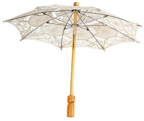 Miskall Parapluie en dentelle, Lady Wedding Lace Umbrella Parasol Sun Umbrellas Party Bridal Photo Taking Decoration(S-Crème)
