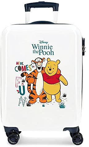 Disney Winnie The Pooh Valise de cabine blanche 38 x 55 x 20 cm rigide ABS Fermeture à combinaison latérale 34 l 2 kg 4 roues doubles