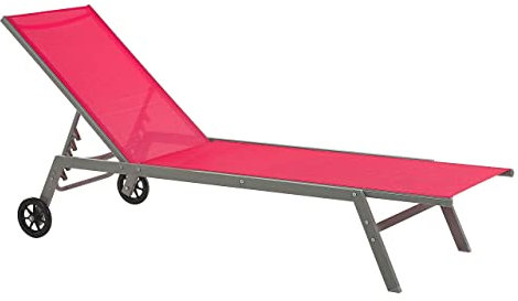 Beliani Sonnenliege aus Stahl Mesh rot rollbar verstellbar Levanzo