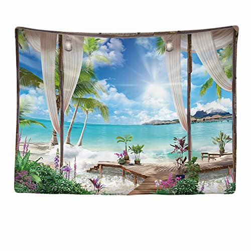 Ulticool - Strand Meer Natur - Wandteppich - 200x150 cm - Großer Wandteppich - Poster Verzierung - Dekoration - Tapete - Leinwand - Malerei - Zubehör Raumteiler