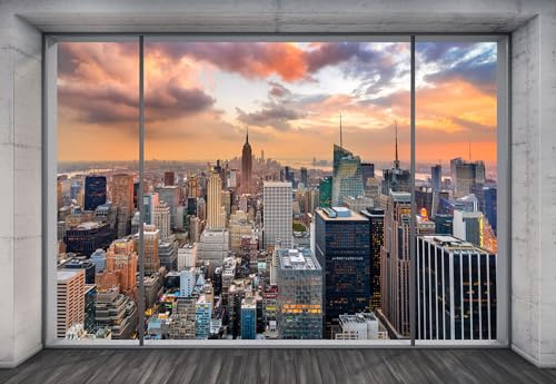 Komar Vlies Fototapete - NYC Outlook - Größe 368 x 248 cm, 4 Teile inklusive Kleister - Tapete, Wohnzimmer, Schlafzimmer