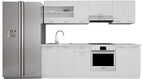 8-tlg Einbauküche | Maße ca. H. 145 x B. 240 x. T. 46 cm | Küchenzeile | Küchenblock | Komplettküche - Esilo