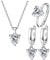 TTPSRY Herzförmig Schmuckset für Damen Kristall Halskette Ohrstecker Ring Set für Braut Zirkonia Brautjungfer Silber Schmuck (Weiß)