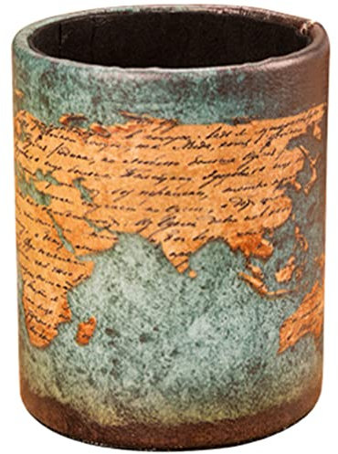 Alipis Stifthalter Pu Leder Stiftebox Retro Stifteköcher Make Up Pinsel Halter Stiftebecher Runder Stifthalter Organizer für Zuhause Schule Schreibtisch Bürobedarf Grün