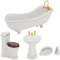 KENANLAN 5-teiliges Puppenhaus-Möbel-Badezimmer-Set, 1:12 Miniatur-Puppenhaus-Möbelspielzeug, Badezimmer-Zubehör, Keramik-Badewanne, WC-Waschbecken-Set