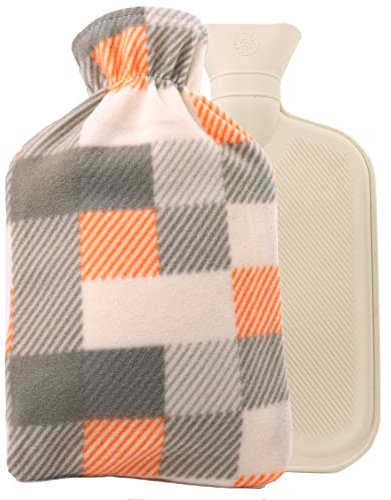 DIVCHI Tragbare Wärmflaschen mit Bezug, Naturkautschuk Wärmflasche mit weichem Fleece für Hals & Schulter, Rücken, Hand, Beine, Taille Warm (Creme)