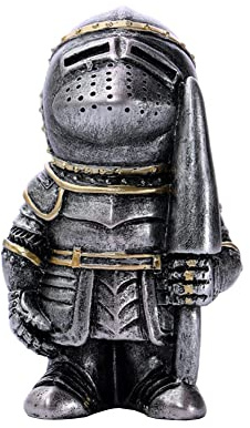 Zhongkaihua Mittelalter Ritter in Rüstung Figur Zwerg Guard Harz Ritter Figur Ritter mit Schild/Axt/Speer Gartendekoration 12 cm