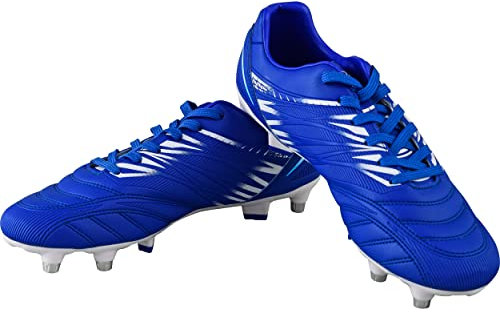Vizari Valencia SG Outdoor - Botas de fútbol para hombre con fondo suave para superficies de juego suaves o húmedas y campos, negro azul, 46 EU