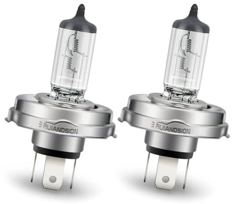 Ruiandsion P45T Halogenlampe 12V 60W/55W 12 Volt Warmweiß Fern-/Abblendlicht Auto Motorrad Scheinwerfer, Packung mit 2 Stück