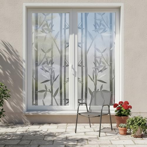 Ambiance Sticker Klebefolie, Blickdicht, Bambus, für Fenster – elektrostatische Sichtschutzfolie für Fenster – H 45 cm x L 10 m