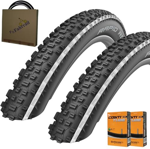 Schwalbe MTB Reifen Rapid Rob HS425 27,5x2.25 | 57-584 schwarz weiß mit AV Schlauch [ 2 STÜCK ]