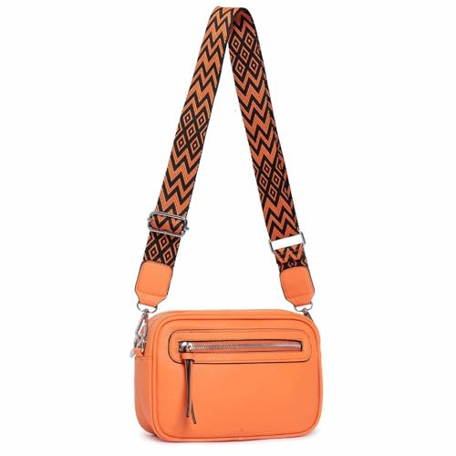 ITALYSHOP24 OBC Damen Tasche Umhängetasche Brusttasche Cross Over body Bag Gürteltasche Schultertasche Bauchtasche Hüfttasche Abend Freizeit Reise Leder Optik