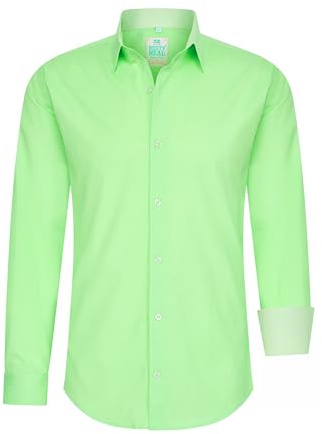 Rusty Neal Herren-Hemd Pastellfarben Premium Slim Fit Langarm Cotton-Stretch Kontrast Hemd Business-Hemden Freizeithemd 66