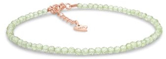 Armband aus 925 Silber Edelmetall facettiert Peridot 2mm Schmuck (16 + 3 cm, 925 Silber (Roségold plattiert))