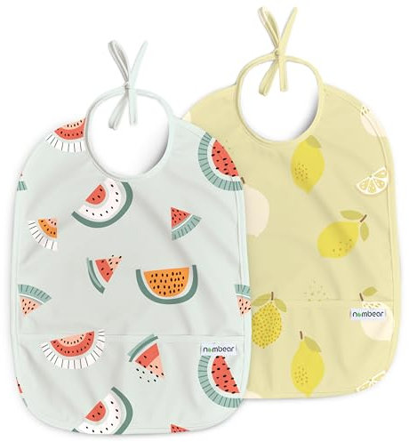Nombear Wasserdichtes Lätzchen für Baby 6-12 Monate, 2 Packungen - Beikost Baby Zubehör, Babylätzchen für BLW