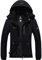 GEMYSE Damen Wasserdichte Winddichte Skijacke Winterjacke Wanderjacke Hardshelljacke Regenjacke mit Kapuze (Schwarz,S)